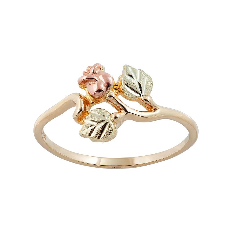 Black Hills Gold Tri Tone Rose Ring, Womens, Size: 7