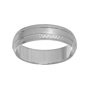 Lovemark Textured 14k White Gold Men's Wedding Band