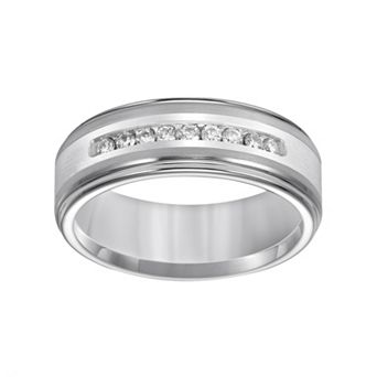 AXL Tungsten and Sterling Silver 1/4 ct T.W. Diamond Men's Wedding Band