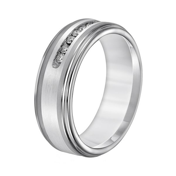 Lovemark Tungsten and Sterling Silver 1/4ct. T.W. Diamond