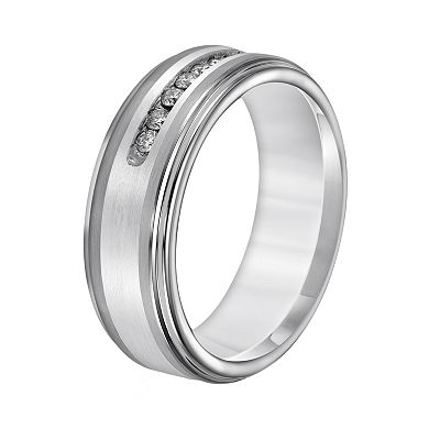 AXL Tungsten and Sterling Silver 1/4-ct. T.W. Diamond Men's Wedding Band