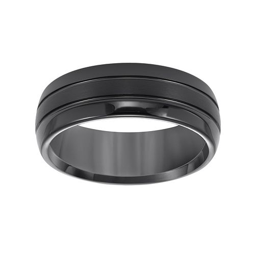 Lovemark Black Tungsten Groove Men's Wedding Band
