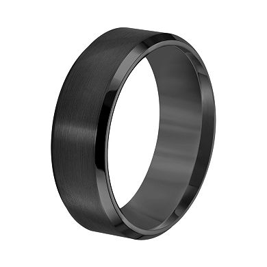AXL Black Ion-Plated Tungsten Beveled Men's Wedding Band