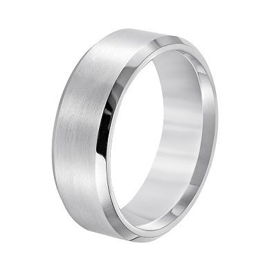 AXL White Tungsten Beveled Men's Wedding Band