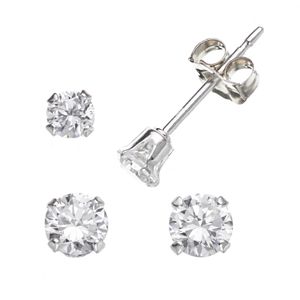 Charming Girl Kids' Sterling Silver Cubic Zirconia Stud Earring Set