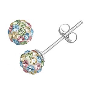 Charming Girl Kids' Sterling Silver Crystal Ball Stud Earrings