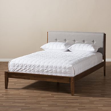 Baxton Studio Leyton Mid-Century Upholstered Platform Bed 