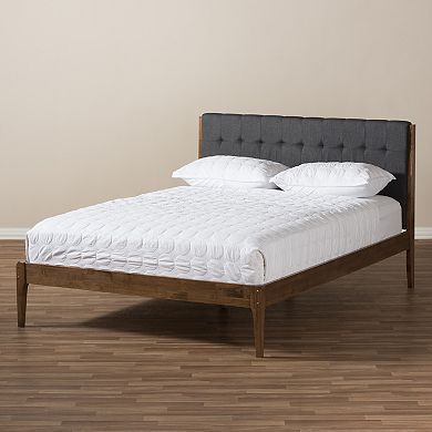 Baxton Studio Clifford Mid-Century Upholstered Bed 