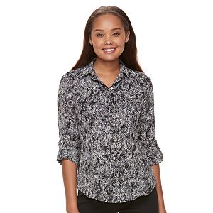 Petite Dana Buchman Patterned Button-Down Shirt