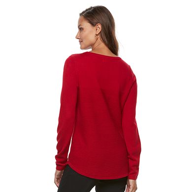 Women's Croft & Barrow® Button Shoulder Shirttail Sweater