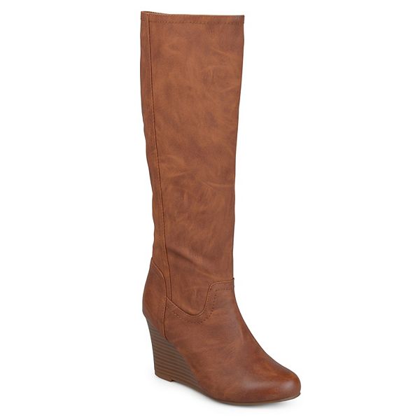 Journee Collection Wide Calf Women's Langly Boot Brown 10.5