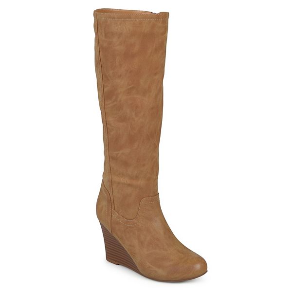 Journee Langly Women's Wedge Knee High Boots - Tan (9 WC)