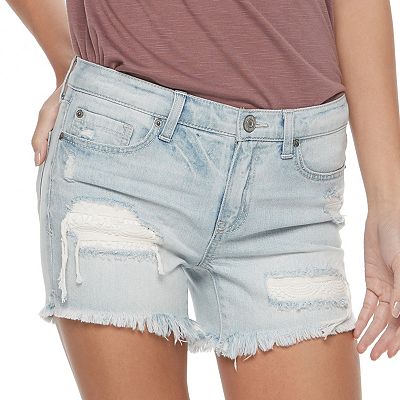Juniors Mudd Frayed Midi Jean Shorts