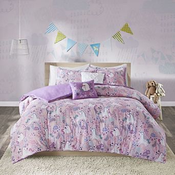 Intelligent Design Ella Unicorn Duvet Cover Set with Throw Pillows