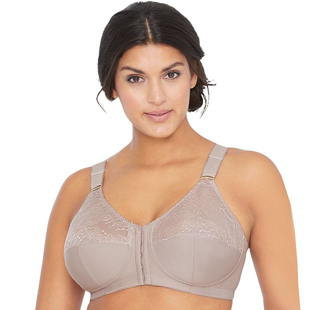 Glamorise Bra: ComfortLift Posture Back Support Sheer Lace Front-Closure  Full-Figure Bra 1202