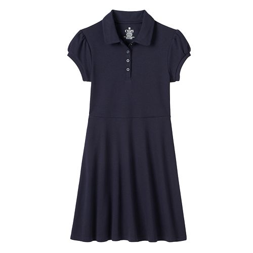 Girls 414 Chaps School Uniform Fit & Flare ShortSleeved Dress