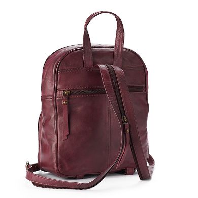 R&R Leather Triple Zipper Small Leather Backpack