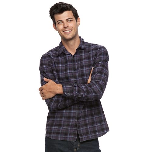 Big & Tall Apt. 9® ModernFit Plaid Brushed Flannel ButtonDown Shirt