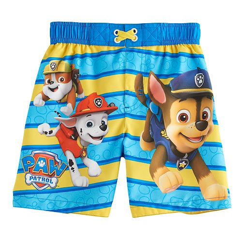 Toddler Boy Paw Patrol Chase, Rubble & Marshall Swim Trunks