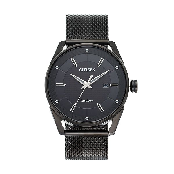 Drive From Citizen Eco-Drive Men's CTO Black Ion-Plated Stainless Steel  Mesh Watch - BM6988-57E