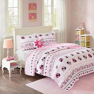 Mi Zone Kids Pink Lady Ladybug Coverlet Set