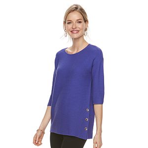 Petite Dana Buchman Side Button Sweater