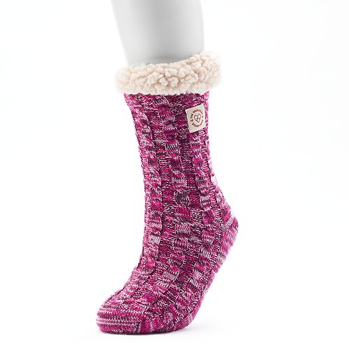 Women's Dearfoams Marled Cable Knit Gripper Slipper Socks