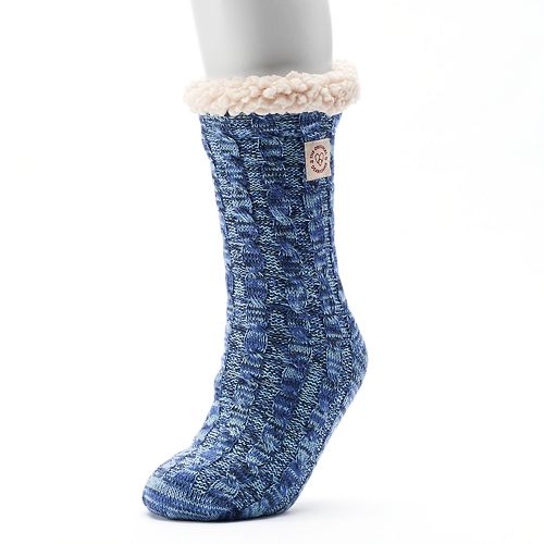 Women's Dearfoams Marled Cable Knit Gripper Slipper Socks