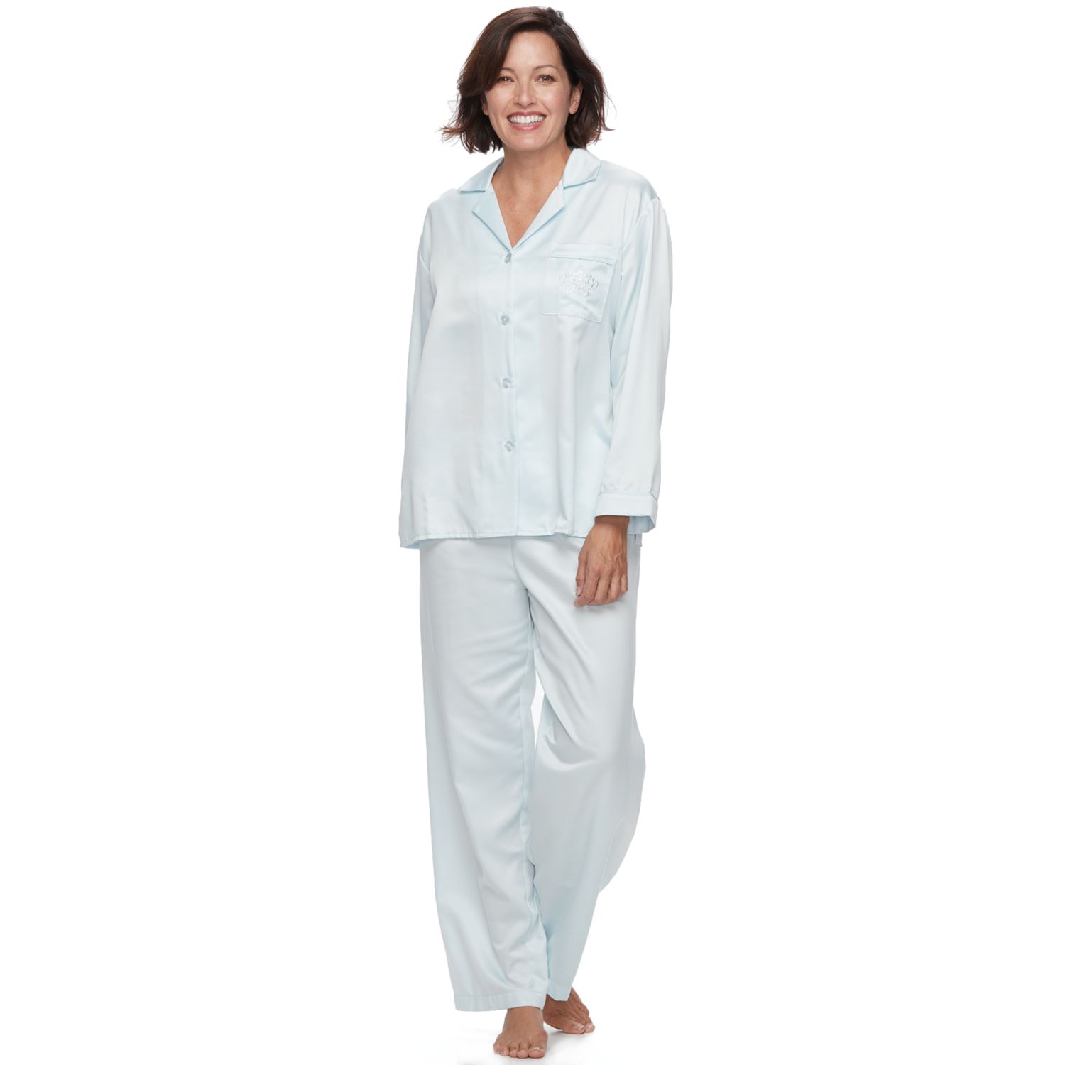 brushed back satin pajamas plus size