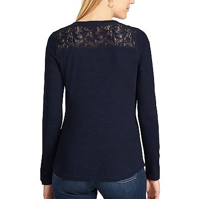Women's Chaps Lace-Trim Henley Shirt