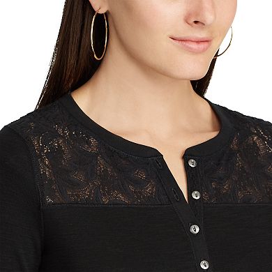 Women's Chaps Lace-Trim Henley Shirt