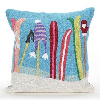Liora Manne Frontporch Gone Skiing Indoor Outdoor Throw Pillow