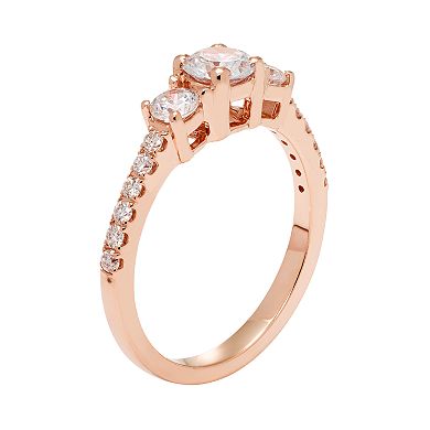 14k Gold 1 Carat T.W. IGL Certified Diamond 3-Stone Engagement Ring