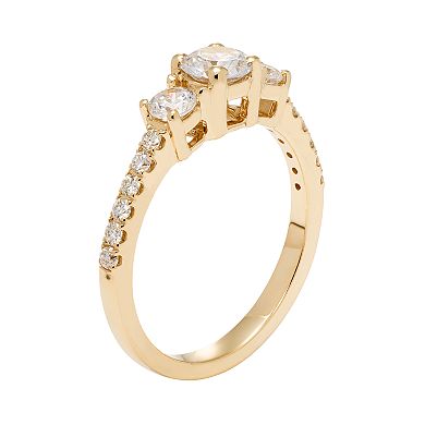 14k Gold 1 Carat T.W. IGL Certified Diamond 3-Stone Engagement Ring