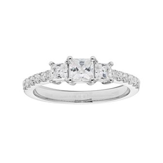 The Regal Collection 14k Gold 1 Carat T.W. IGL Certified Diamond Princess Cut 3-Stone Engagement Ring