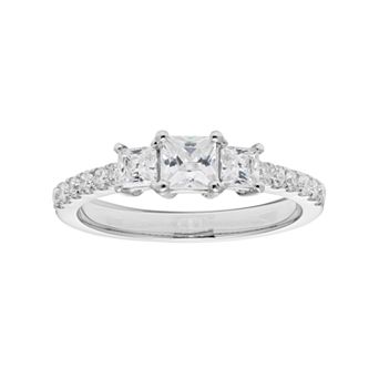 The Regal Collection 14k Gold 1 Carat T.W. IGL Certified Diamond Princess Cut 3-Stone Engagement Ring