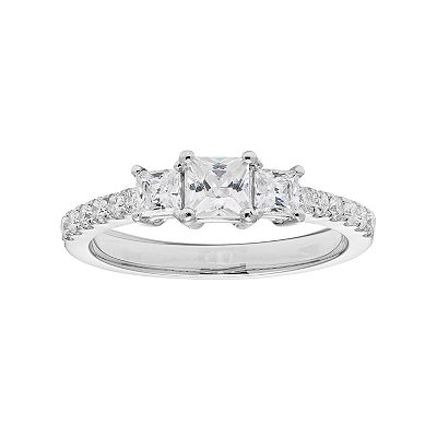 The Regal Collection 14k Gold 1 Carat T.W. IGL Certified Diamond Princess Cut 3 Stone Engagement Ring
