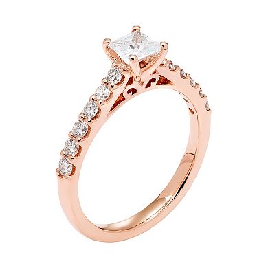 14k Gold 1 Carat T.W. IGL Certified Diamond Princess Cut Engagement Ring