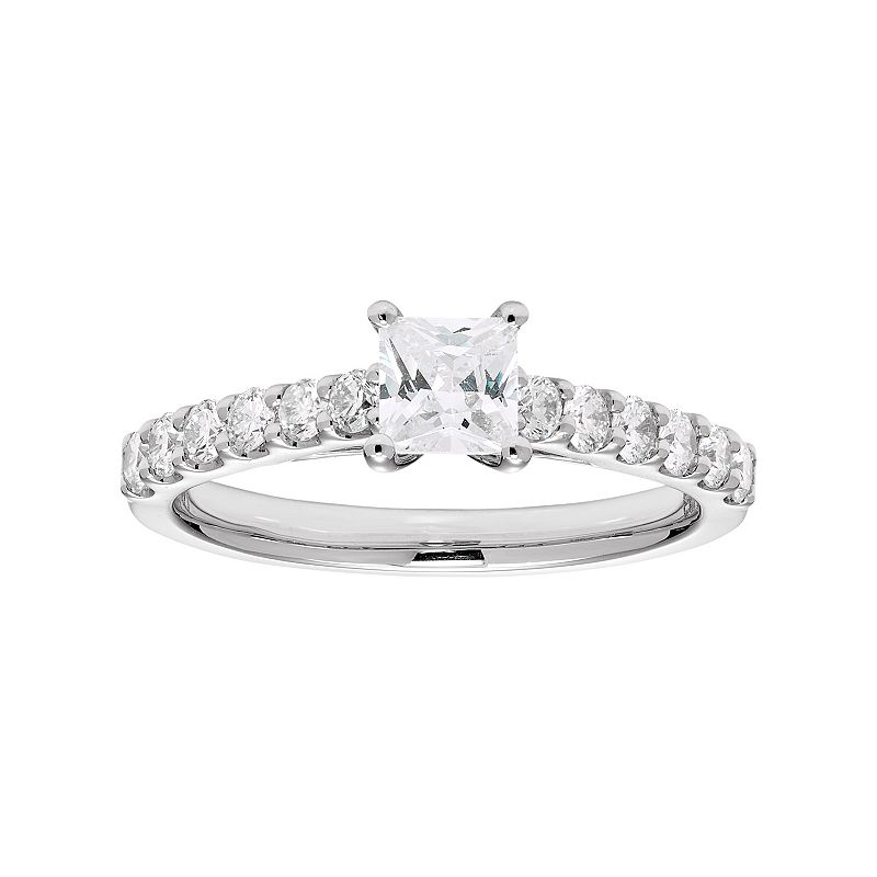14k Gold 1 Carat T.W. IGL Certified Diamond Princess Cut Engagement Ring, W