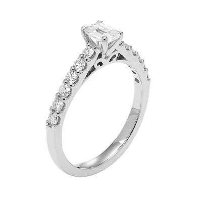 14k Gold 1 Carat T.W. IGL Certified Diamond Emerald Cut Engagement Ring