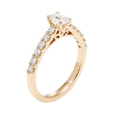 14k Gold 1 Carat T.W. IGL Certified Diamond Emerald Cut Engagement Ring