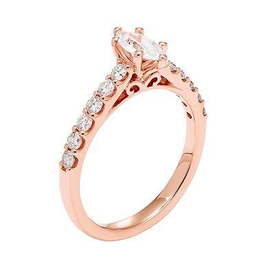 14k Gold 1 Carat T.W. IGL Certified Diamond Marquise Engagement Ring