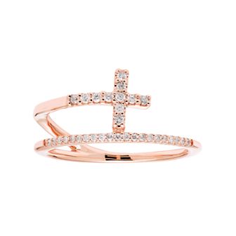10k Gold 1/6 Carat T.W. Diamond Cross Ring