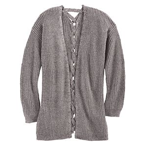 Girls 7-16 & Plus Size Cloud Chaser Lace-Up Back Cardigan Sweater