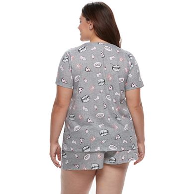 Plus Size Junior's SO® Short Sleeve Sleep Tee & Sleep Shorts Pajama Set
