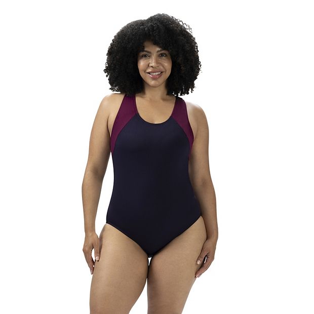 Plus Size Dolfin Ocean Performance Back Colorblock One-Piece