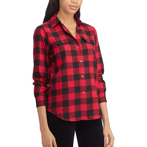 Petite Chaps Plaid ButtonDown Work Shirt