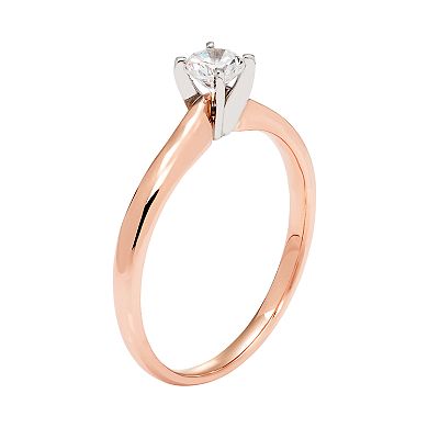 14k Rose Gold 1/4 Carat T.W. IGL Certified Diamond Solitaire Engagement Ring