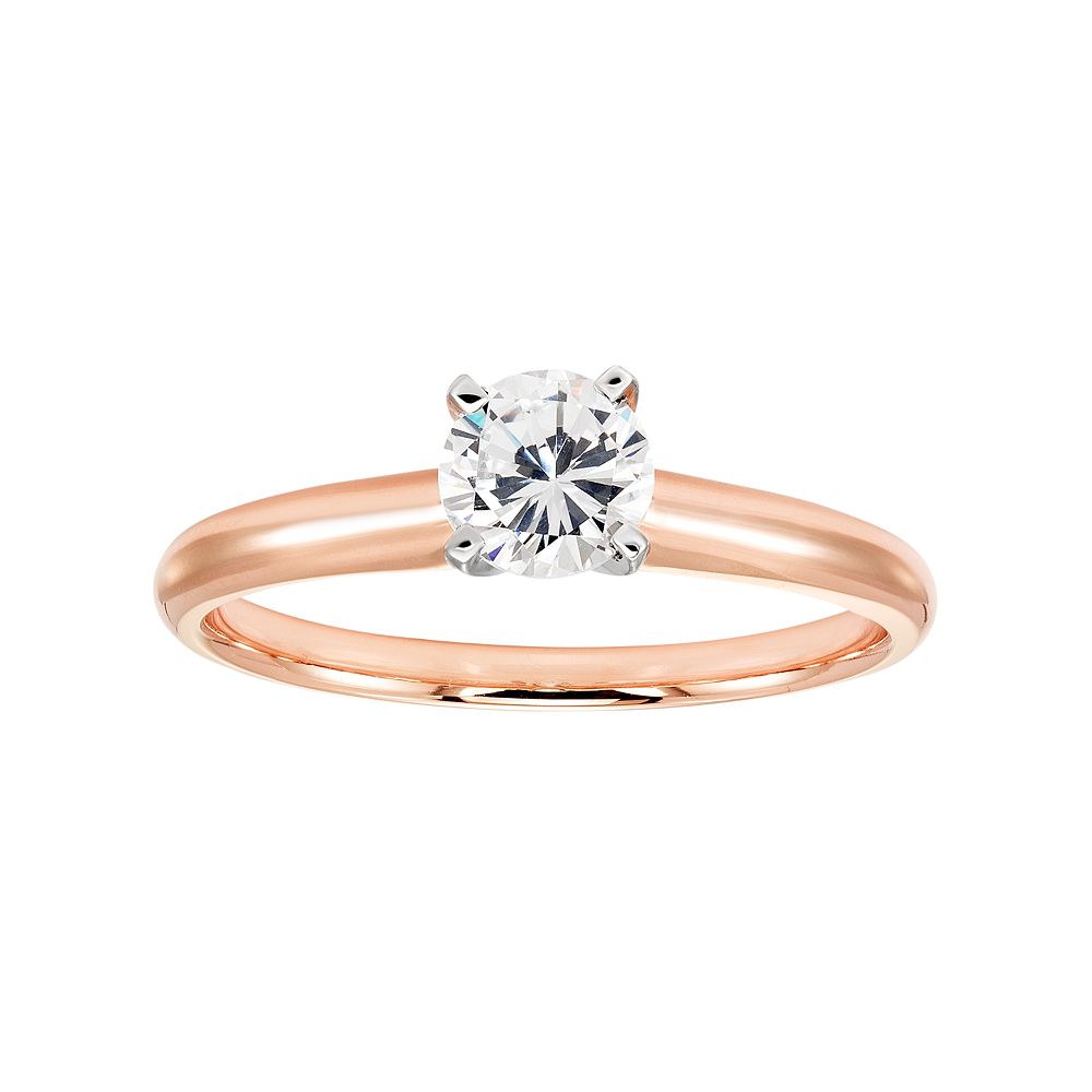 14k Rose Gold 1 2 Carat T W Igl Certified Diamond Solitaire