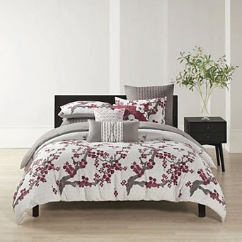 N Natori Cherry Blossom Duvet Cover Set with Shams